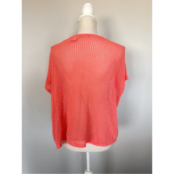 Women's Coral Open Knit V-Neck Sweater by MODA International - Picture 3 of 6